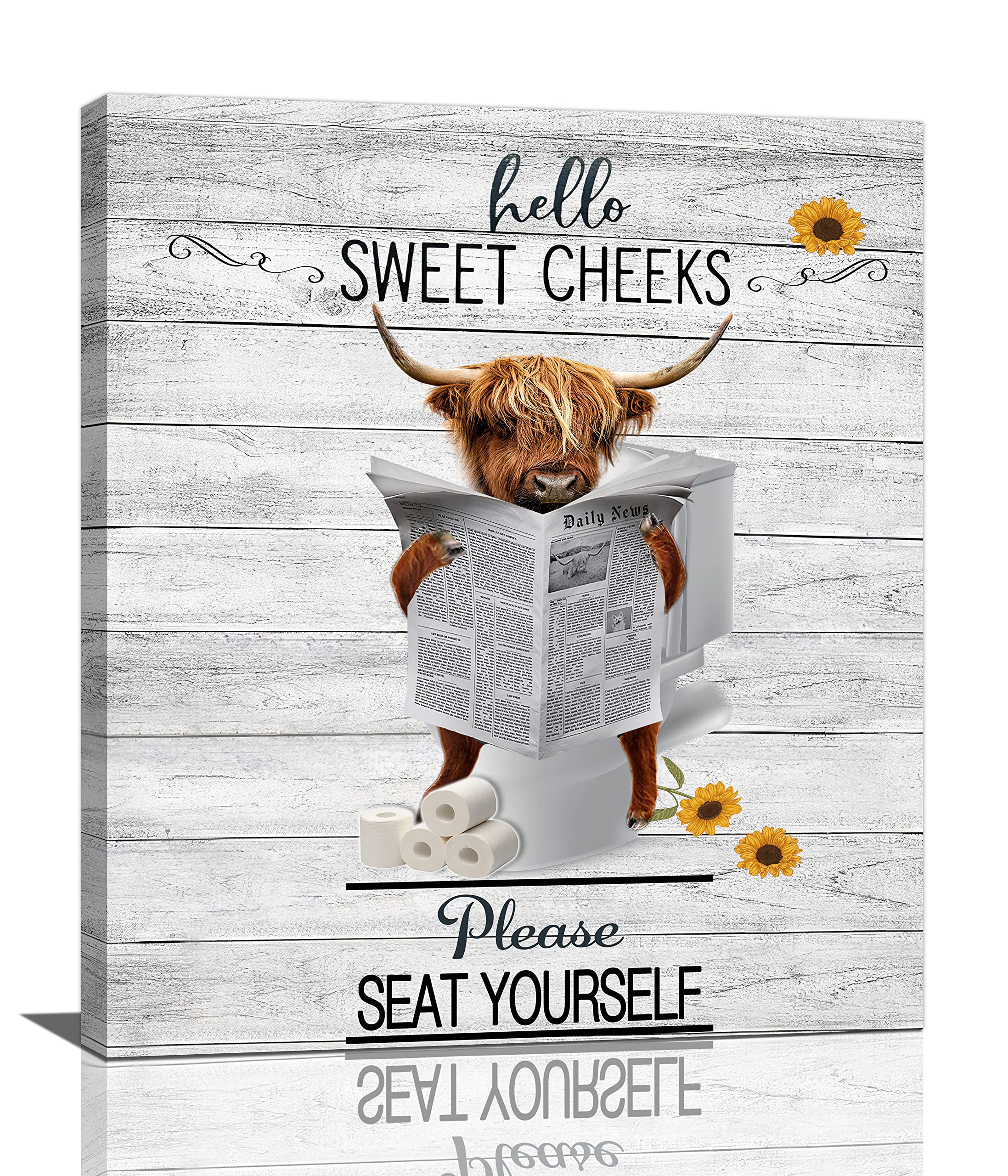Funny Highland Cow Bathroom Wall Art - 20