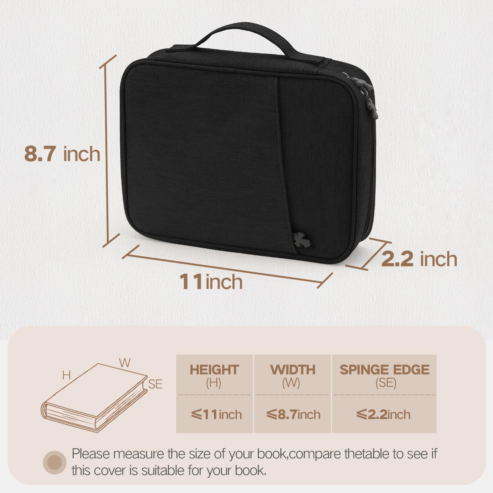 MOSLA Bible Cover Bag for Women & Men - Durable Scripture Study Book Cover with Handle & Pocket - Perfect Gift for Fathers, Mothers, Kids - Ideal for Catholic Church & Christian Worship - Great for Bible Study, Church Services & Travel