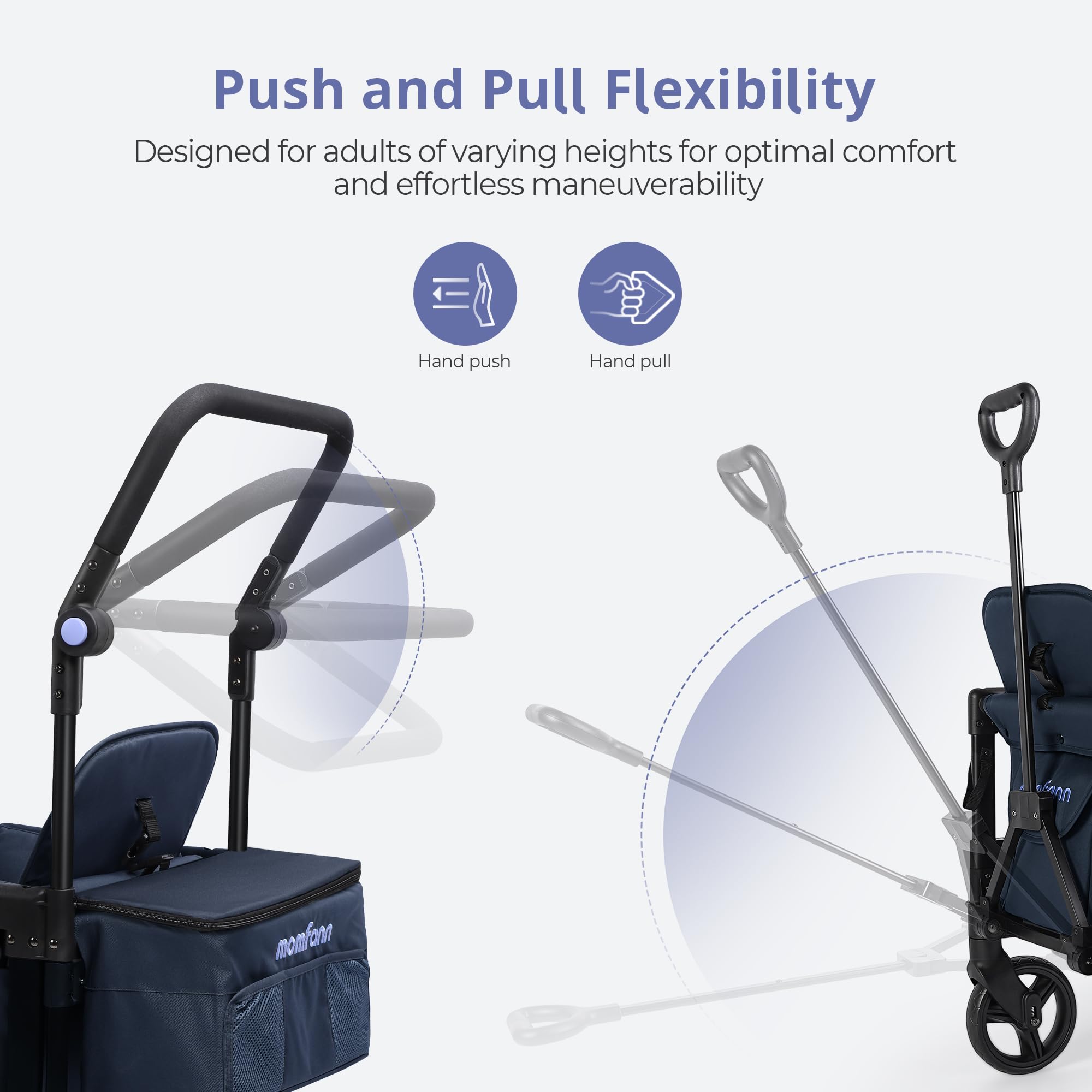 **Double Stroller Wagon for 2 Kids - Adjustable Canopy, Handle & Pull Bar - Compact Baby Wagon for Toddlers & Infants - Perfect for Park, Beach & Outdoor Adventures (Blue)**