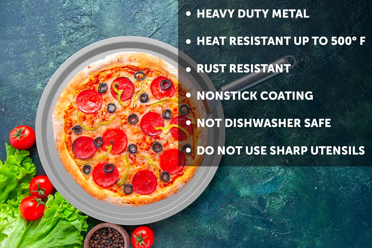 DecorRack 13 Inch Non-Stick Alloy Steel Pizza Pan - Round Baking Tray & Serving Tray for Oven, Stovetop & Grill (2 Pack) - Perfect for Homemade Pizza, Cookies & Party Appetizers