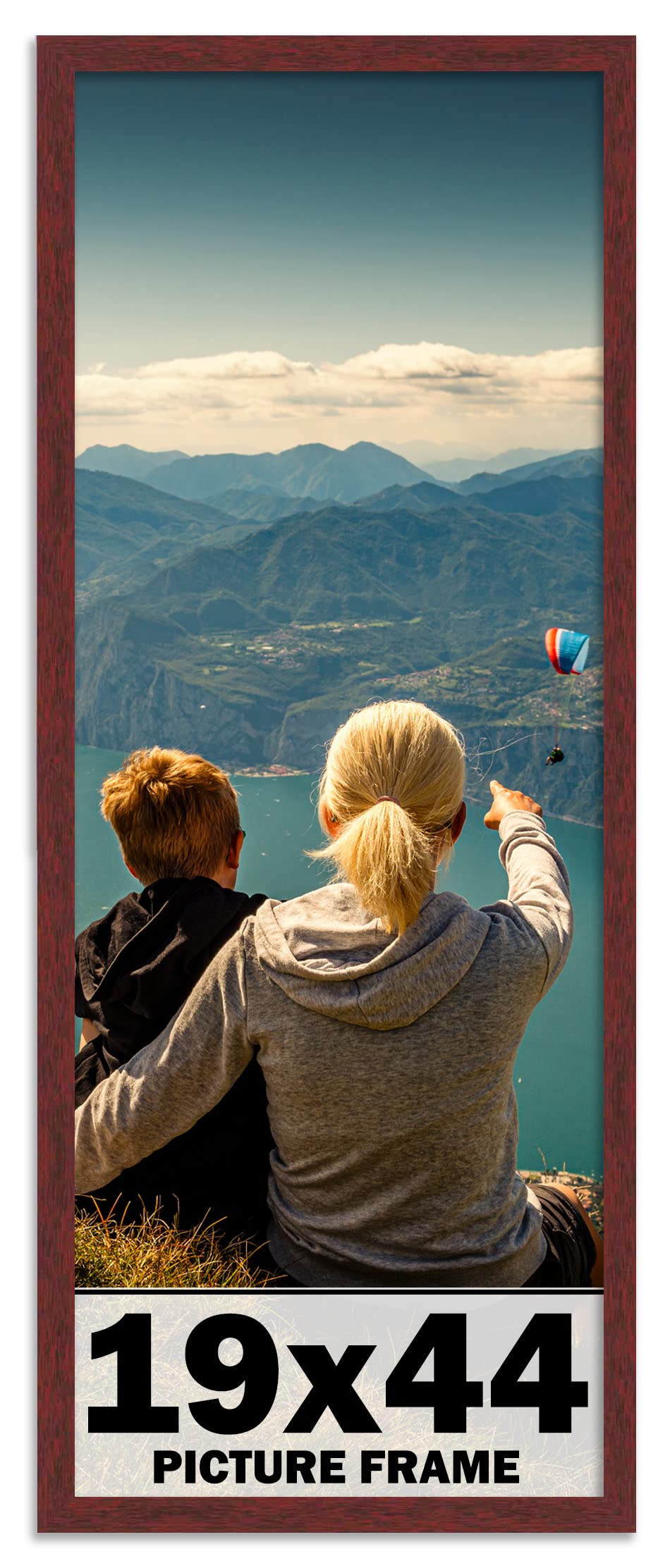 19x44 Inch Brown Wood Picture Frame - Modern Photo Frame with UV Acrylic Shatter Guard & Acid-Free Foam Backing - Wall Hanging Hardware Included - Perfect for Family Photos, Living Room Decor, and Office Wall Art