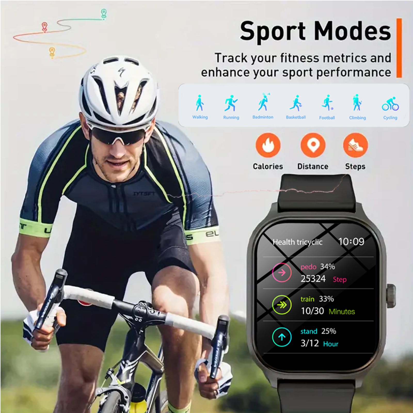 Smart Fitness Watch with Heart Rate Monitor, Sleep & Activity Tracker, Pedometer, Waterproof for Men Women - Perfect for Running, Gym Workouts & Daily Health Tracking (Black)