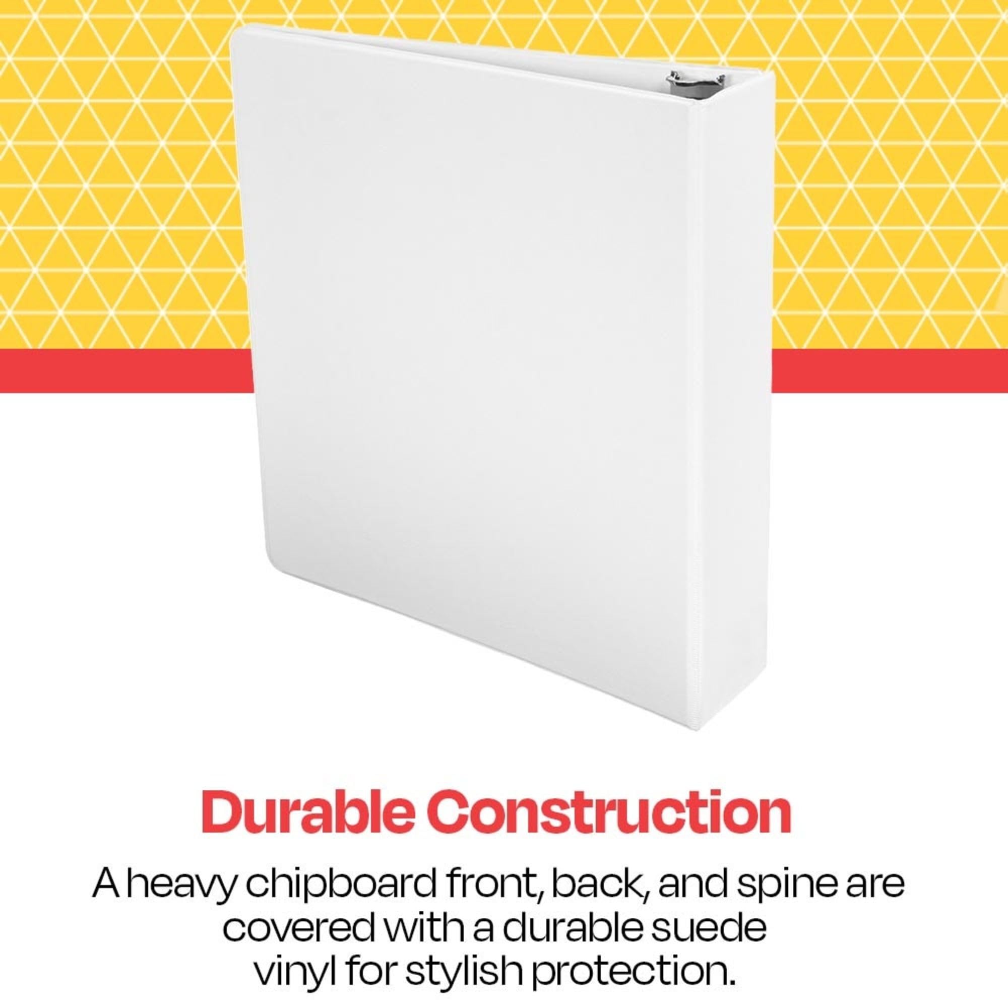 School Smart 2-Inch White Polypropylene Round Ring Binder - Durable 3-Ring Binder for School, Office & Home Organization