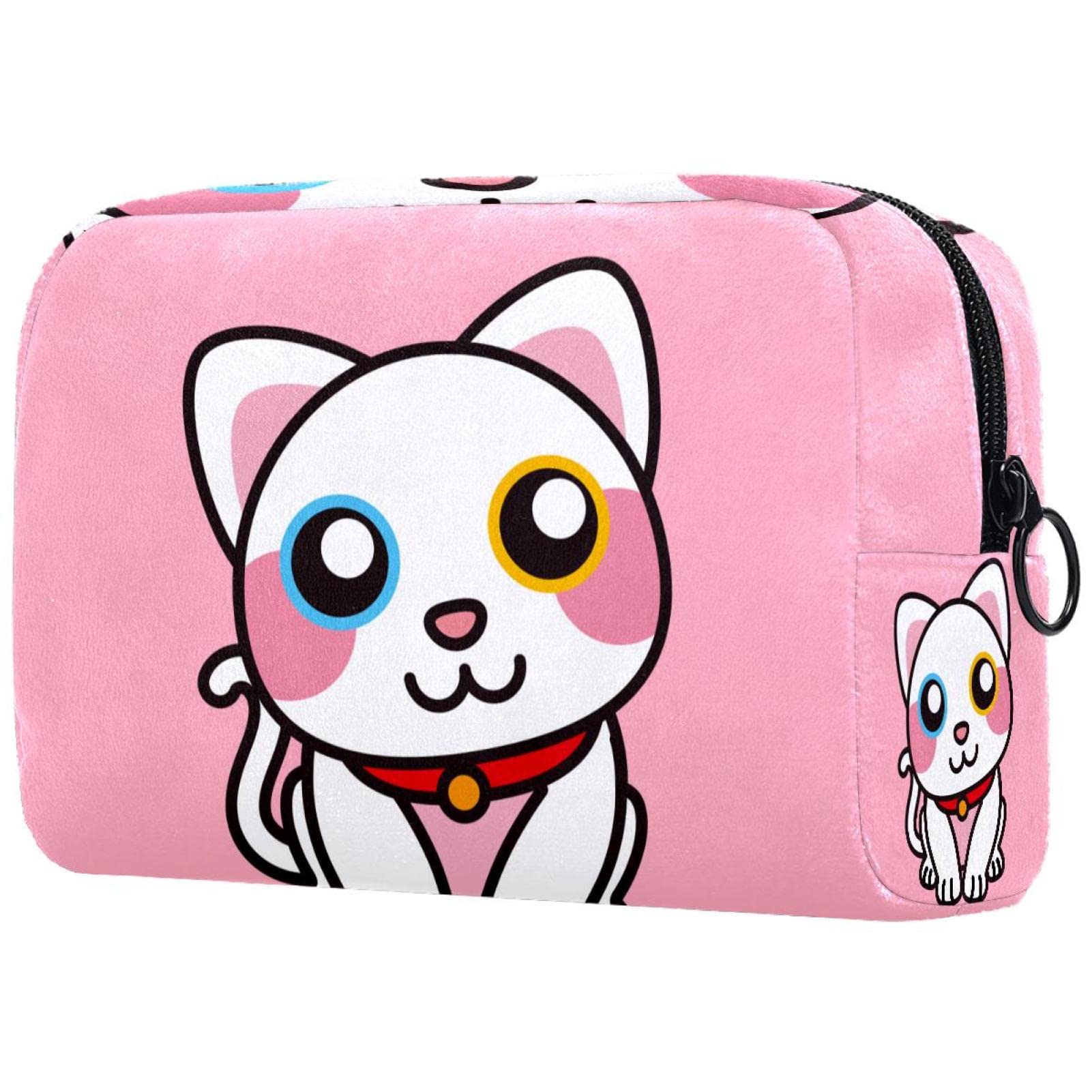 Small Makeup Bag for Women | Travel Cosmetic Organizer with Cat Print | Portable Toiletry Pouch for Makeup Brushes & Cosmetics | Perfect for Travel, Gym & Daily Use