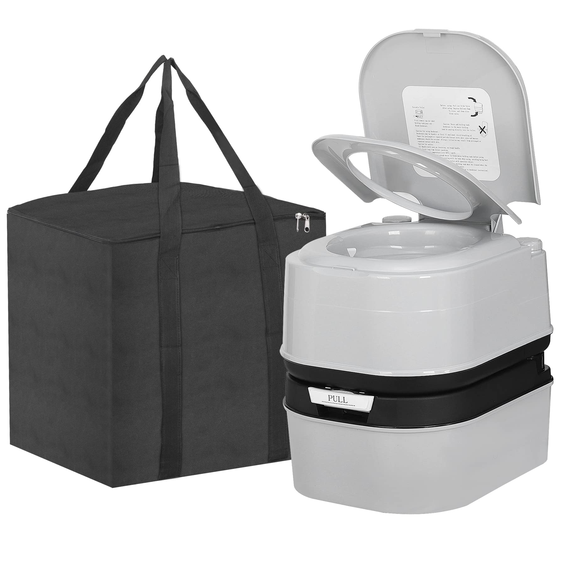 HSM 6.4 Gallon Portable Toilet for Camping, RV, Boating & Fishing - Compact Outdoor Commode with Leak-Proof Seal, Travel Bag & Sprinkling Bottle - Perfect for Road Trips, Camping Adventures & Marine Use