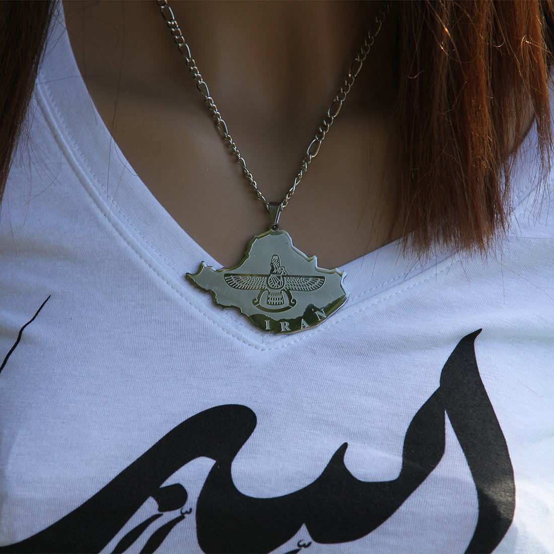 Persian Farohar Farvahar Necklace - Iranian Map Charm Pendant for Men & Women - Perfect for Cultural Pride, Gifts & Spiritual Jewelry