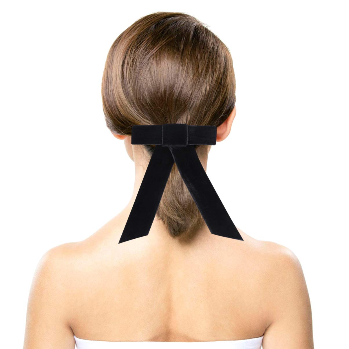 Minkissy Satin & Velvet Hair Bows for Women & Girls - Big Hair Bows, Bowknot Scrunchies & Barrettes Collection (Black) - Perfect for Weddings, Parties & Everyday Fashion Accessories