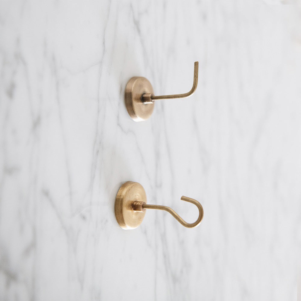 Brass Magnetic Hook - Heavy Duty Wall Hooks for Keys, Towels & Kitchen Utensils - Strong Neodymium Magnets for Home, Office & Garage Organization