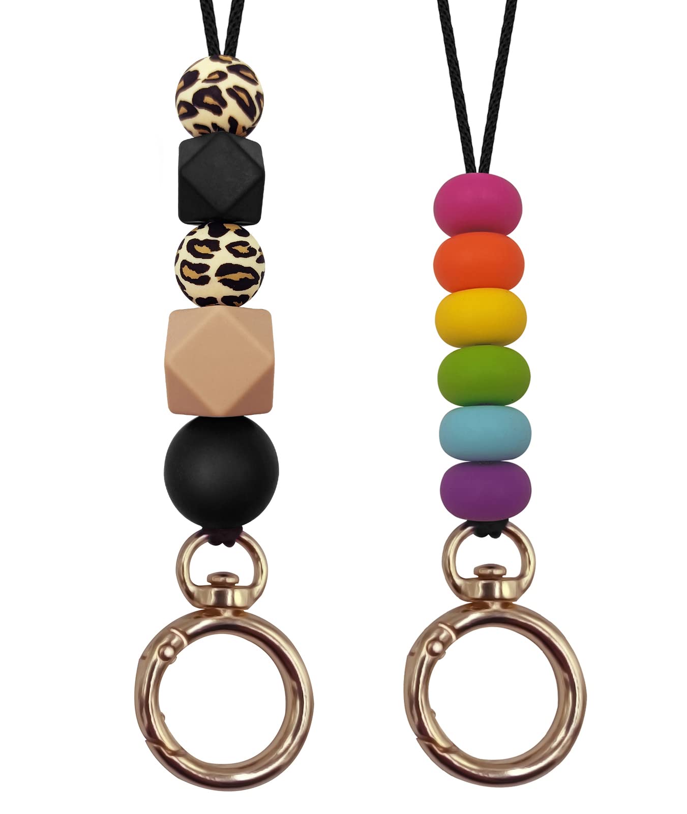 Cute Silicone Beaded Lanyard for Teachers - ID Badge & Key Holder (2pcs) - Perfect for Women, Students & Employees