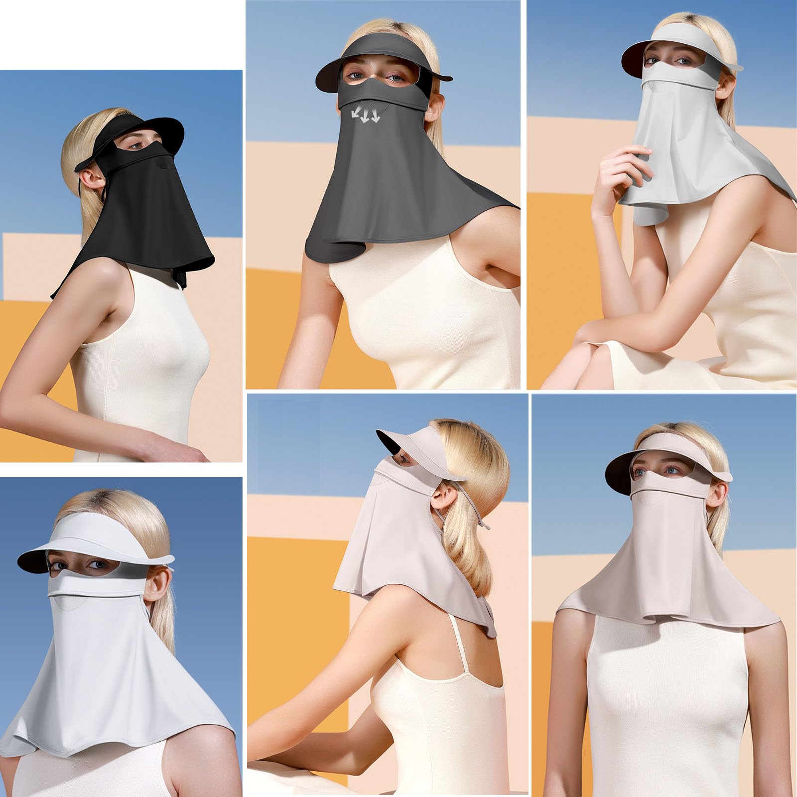 Sun Protection Face Mask & Ice Silk Neck Gaiter - UV Protective Face Cover with Earloop for Outdoor Activities, Hiking, Cycling, and Running