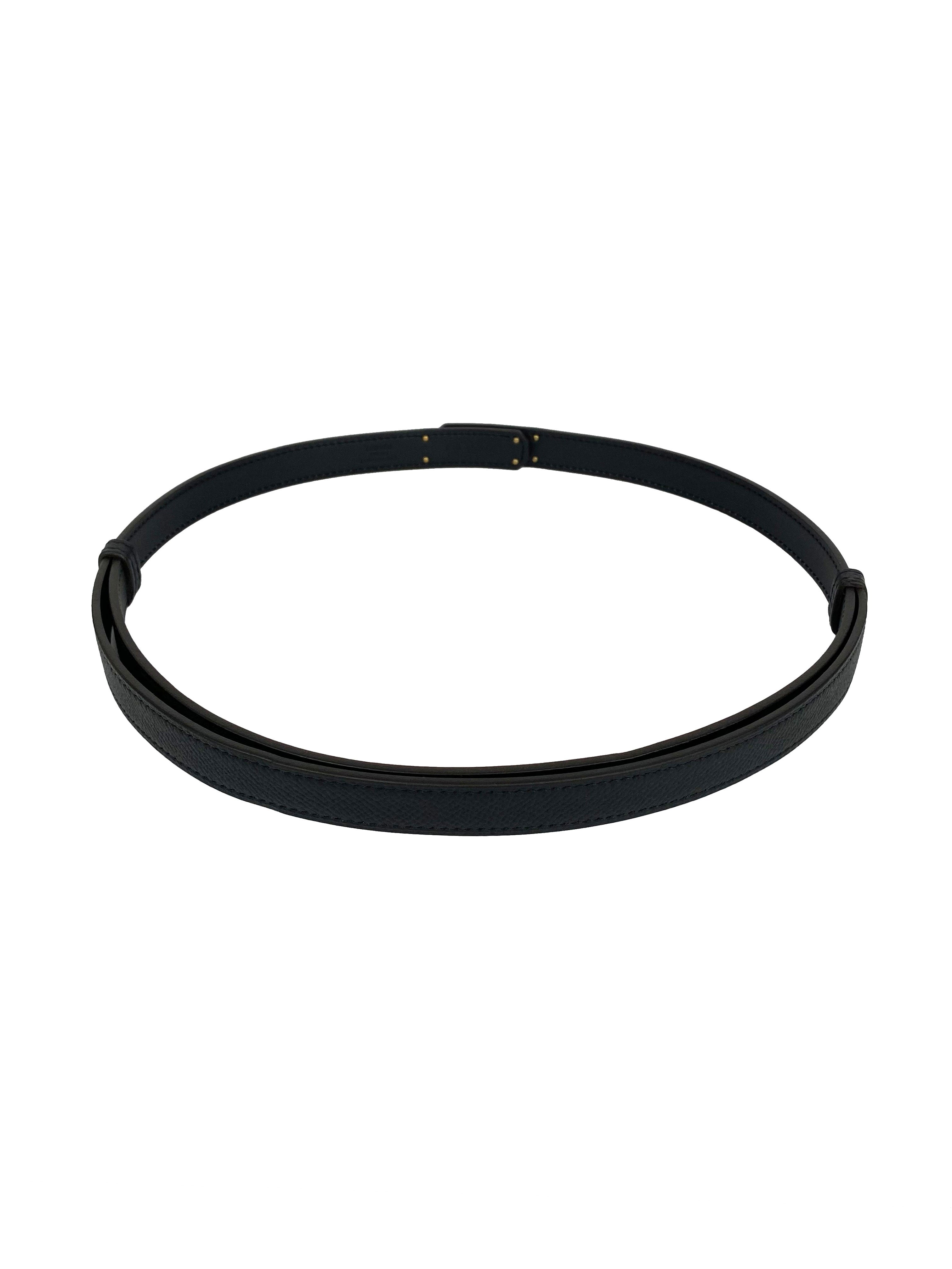 Authentic Hermes Black Kelly 18 Belt with Rose Gold Buckle - Luxury Leather Waist Belt for Women, Perfect for Office, Evening Events & Special Occasions