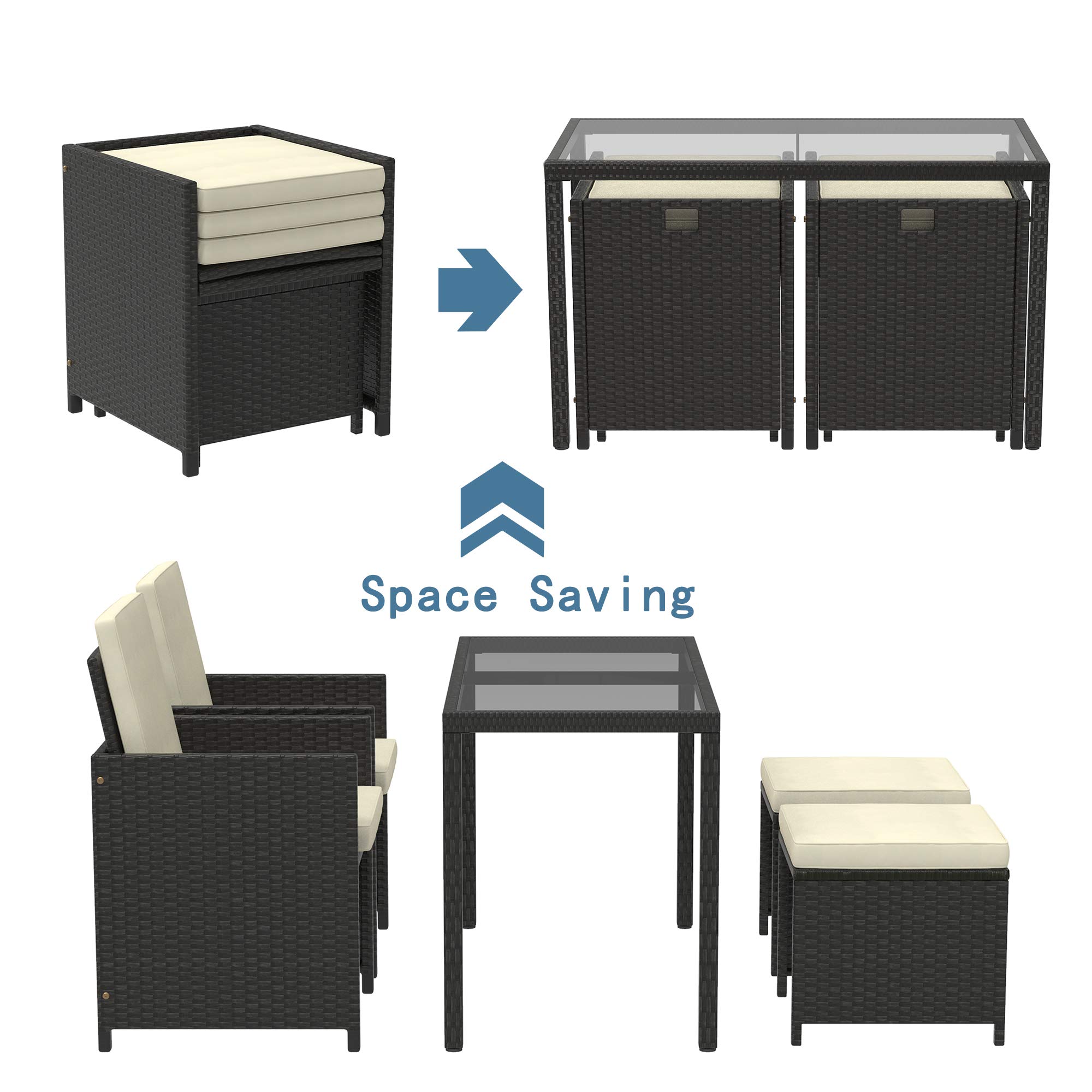 5-Piece All-Weather Rattan Patio Furniture Set - Outdoor Wicker Sofa Conversation Set for Backyard, Porch, Garden & Poolside - Perfect for Relaxing, Entertaining & Outdoor Dining