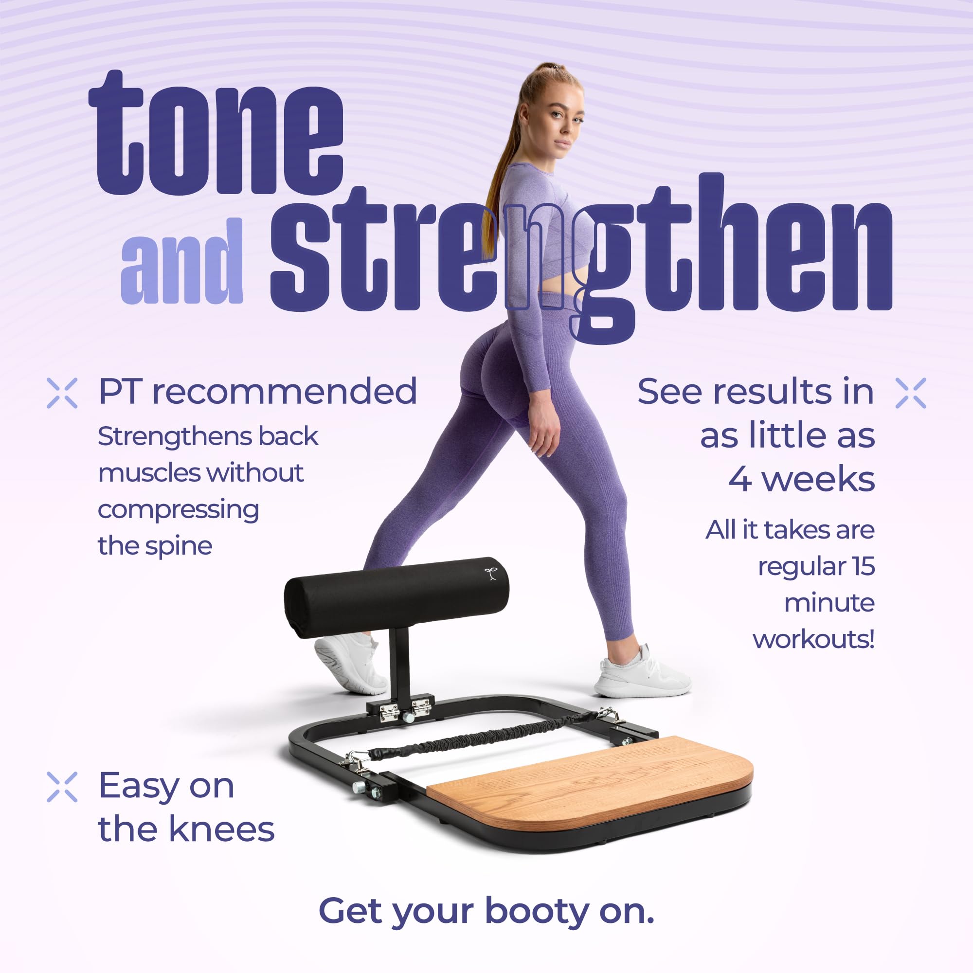 BootySprout Hip Thrust Machine for Glute Workouts - Adjustable Home Gym Equipment with 45, 90 & 135 Lbs Resistance Bands - Perfect for Strength Training, Booty Building & Home Fitness Routines