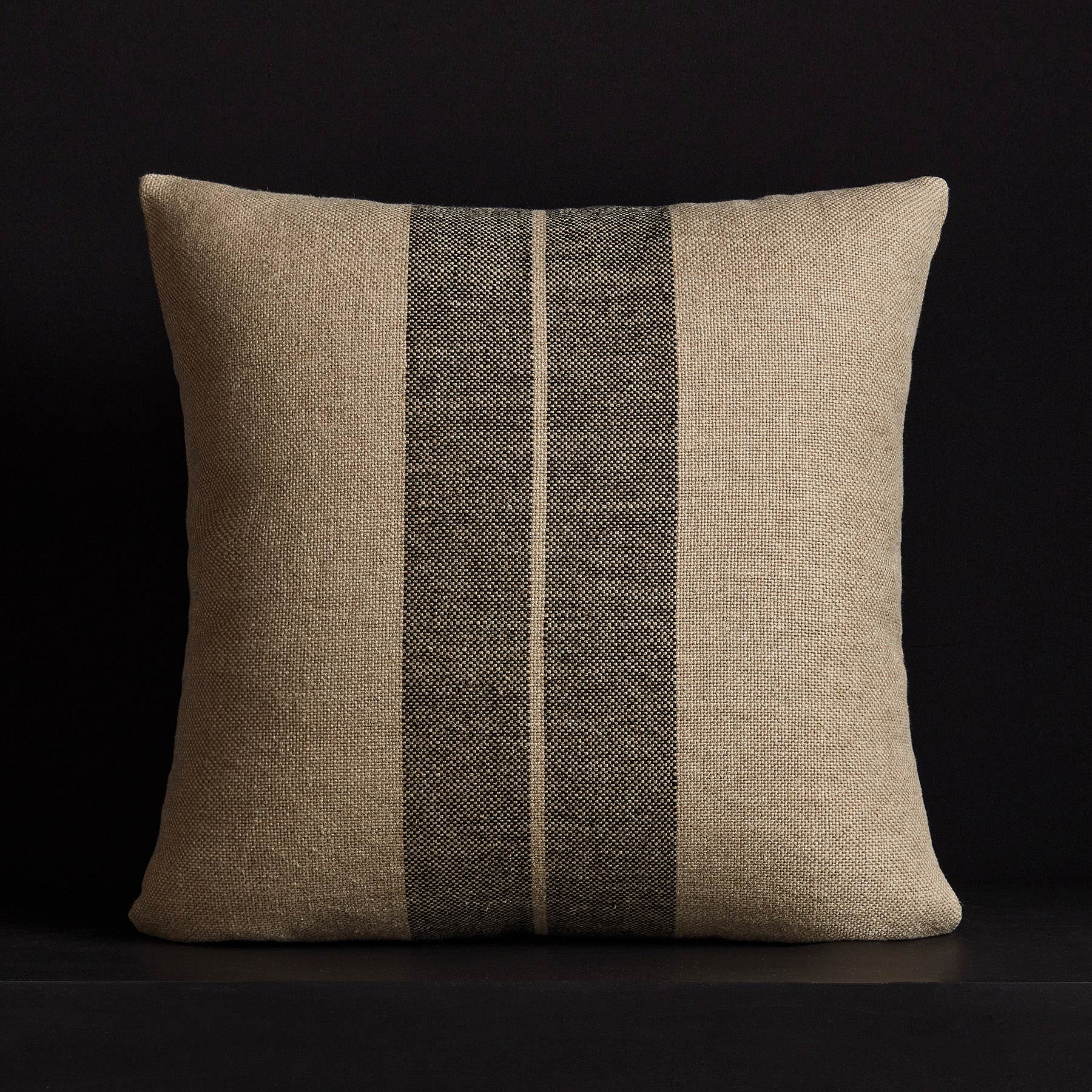 Heavy Duty Double Stripe Decorative Pillow Cover - Beige & Black - Perfect for Sofa, Bed, Couch & Home Decor