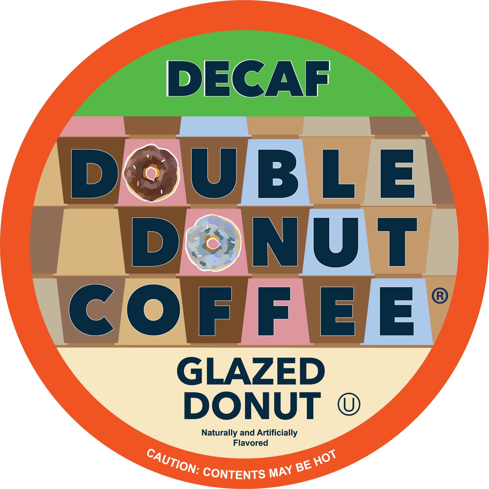 Double Donut Medium Roast Decaf Coffee Pods - Glazed Donut Flavored K-Cups for Keurig Brewers (24 Count) | Perfect for Morning Coffee & Office Break Room