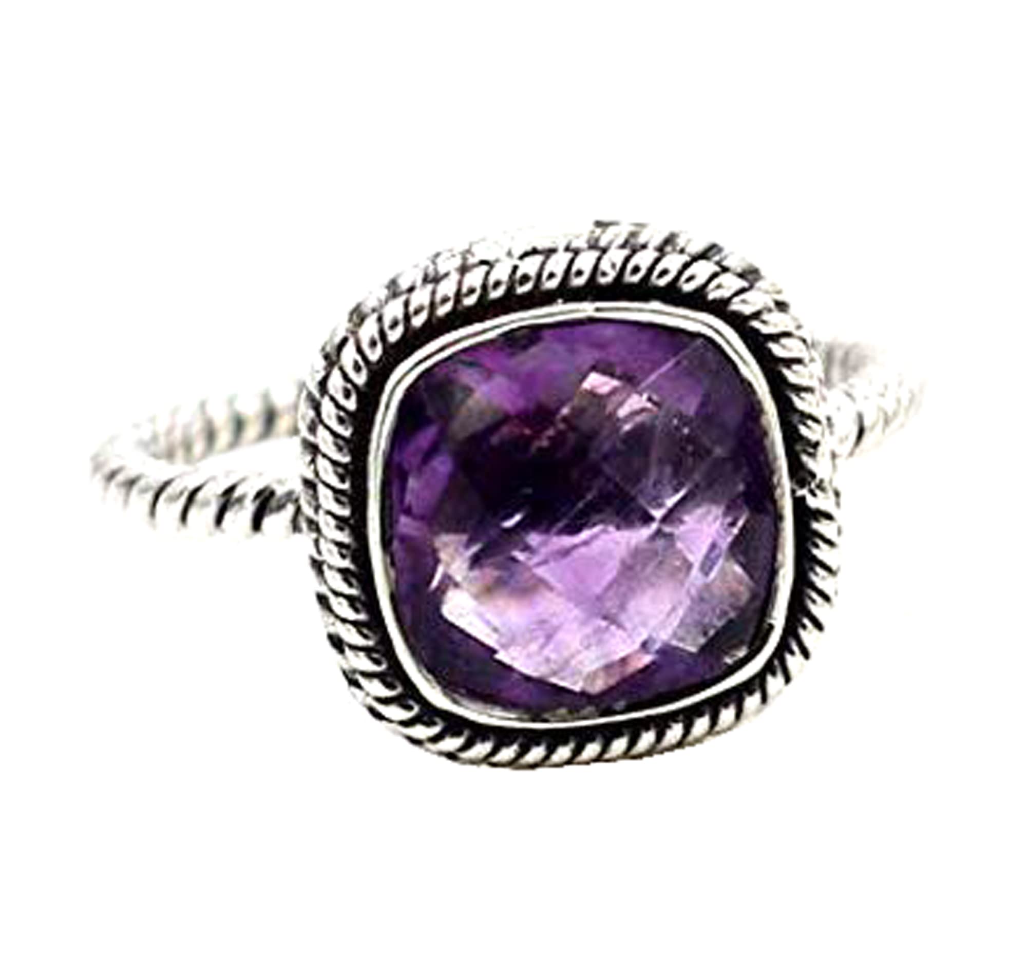 925 Sterling Silver Amethyst Solitaire Ring - Handmade Gemstone Oxidized Silver Jewelry for Women, Elegant Anniversary Gift for Her, Perfect for Weddings, Engagements & Special Occasions