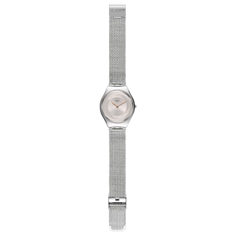 Swatch Skin Irony Quartz Stainless Steel Strap Casual Watch - 16mm Grey Dial (Model SYXS117M) | Stylish Everyday Wear for Men & Women | Perfect for Office, Dating & Casual Outings