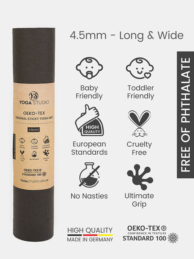 Eco-Friendly Oeko Tex Certified 4.5mm Extra Long & Wide Yoga Mat for Home & Studio Practice - Perfect for Hot Yoga, Pilates, and Meditation