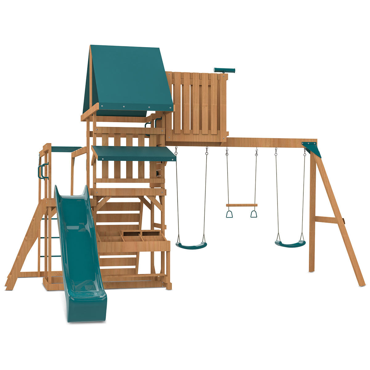 Walton Play Centre & Swing Set with Green Slide - Outdoor Kids Playground Equipment for Backyard Fun & Family Bonding