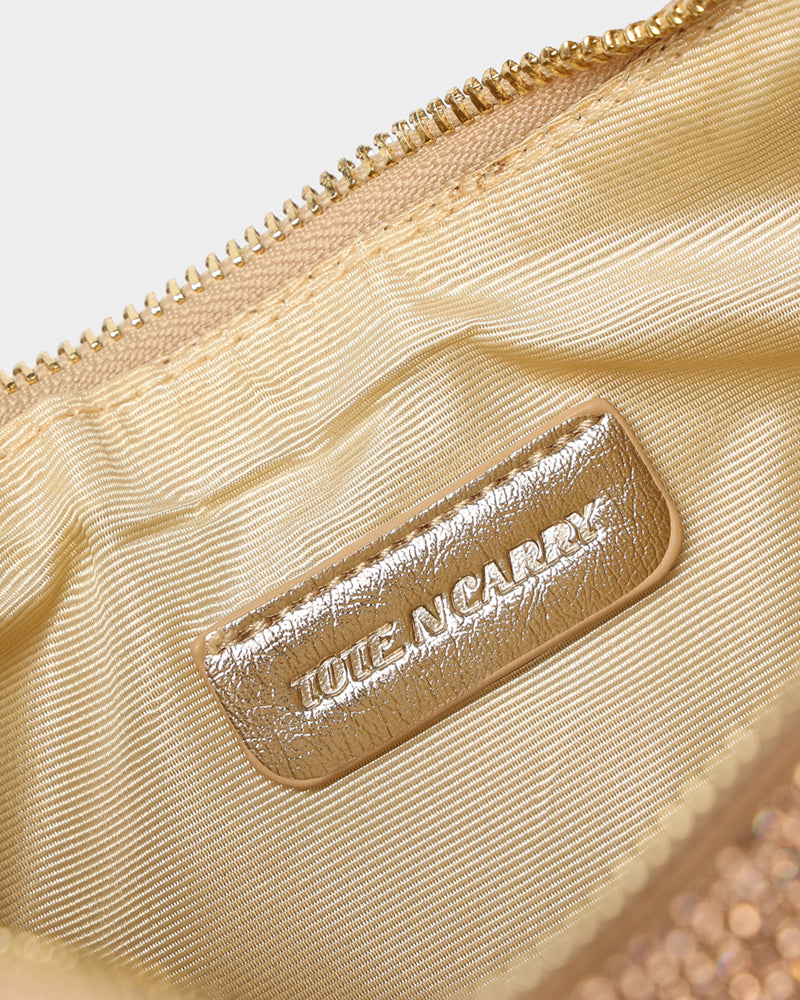 Sparkly Gold Crescent Moon Crossbody Bag for Women - Perfect for Parties, Concerts & Night Out