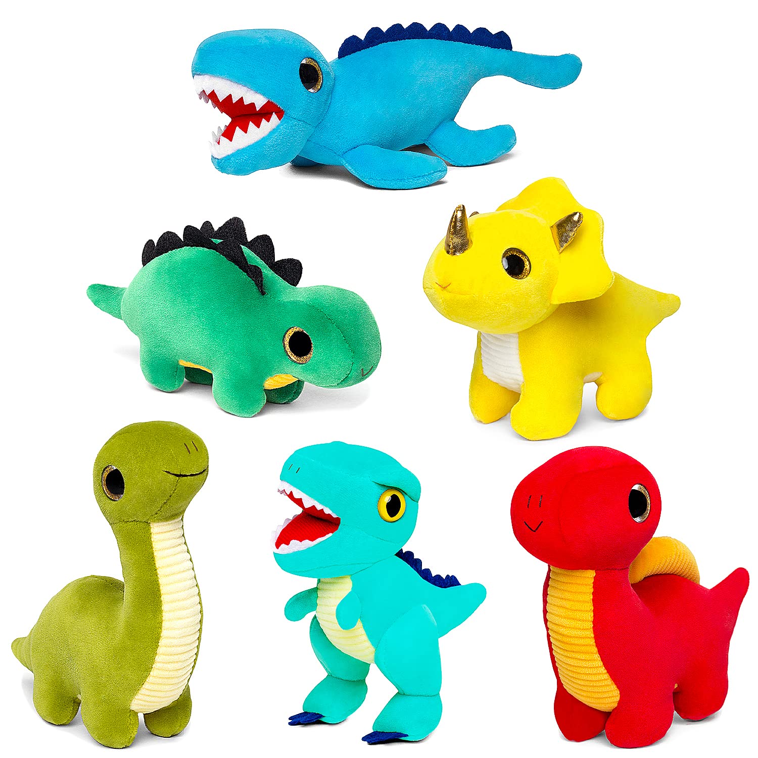 Dinosaur Plush Toys Set for Kids 3-5 - Super Soft Stuffed Animals for Birthday Gifts & Stress Relief
