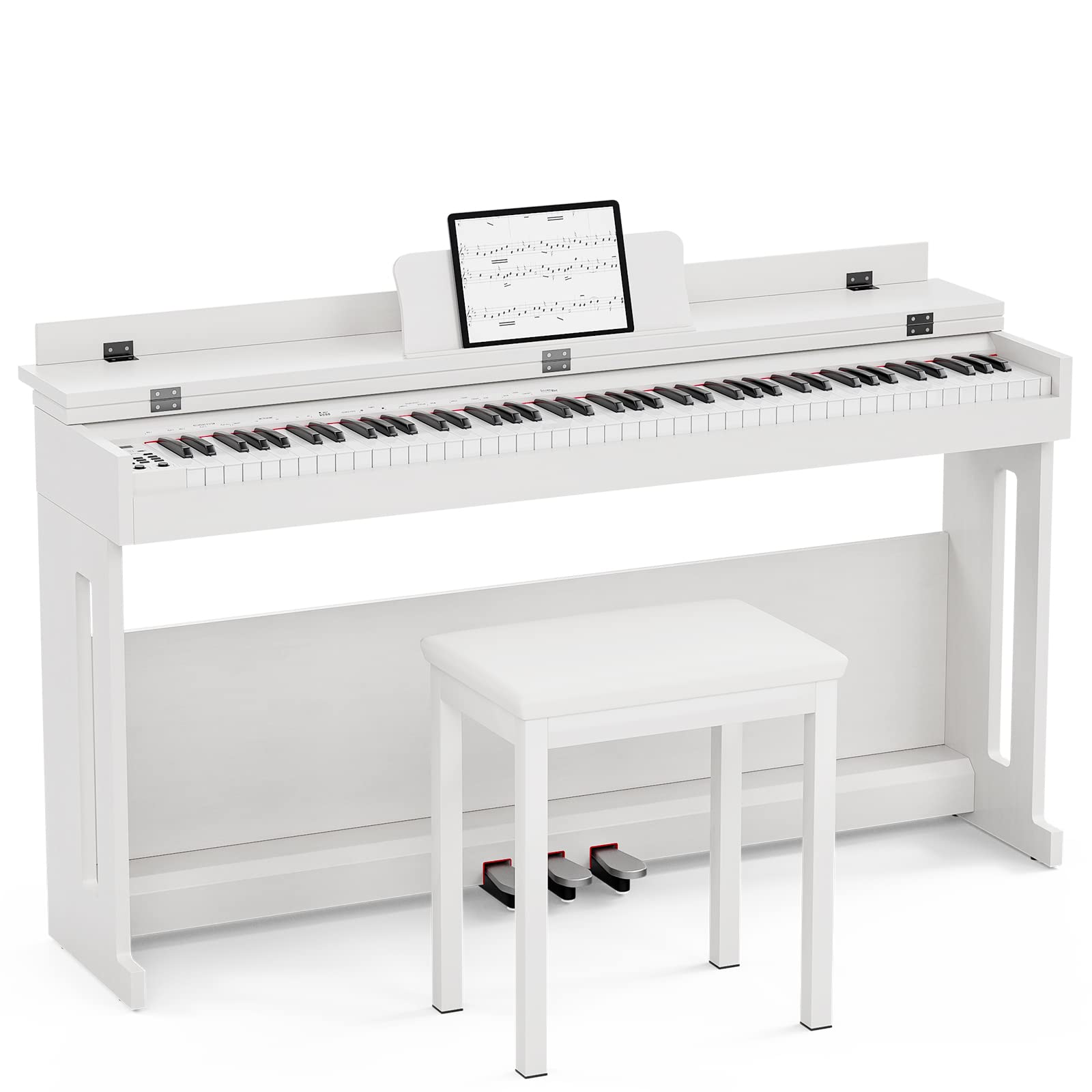 UMOMO UMP-716 88-Key Weighted Digital Piano for Beginners - Full Size Electric Keyboard with Hammer Action, USB/MIDI Connectivity, Includes Adjustable Piano Bench - Perfect for Home Practice, Music Lessons & Studio Recording (White)