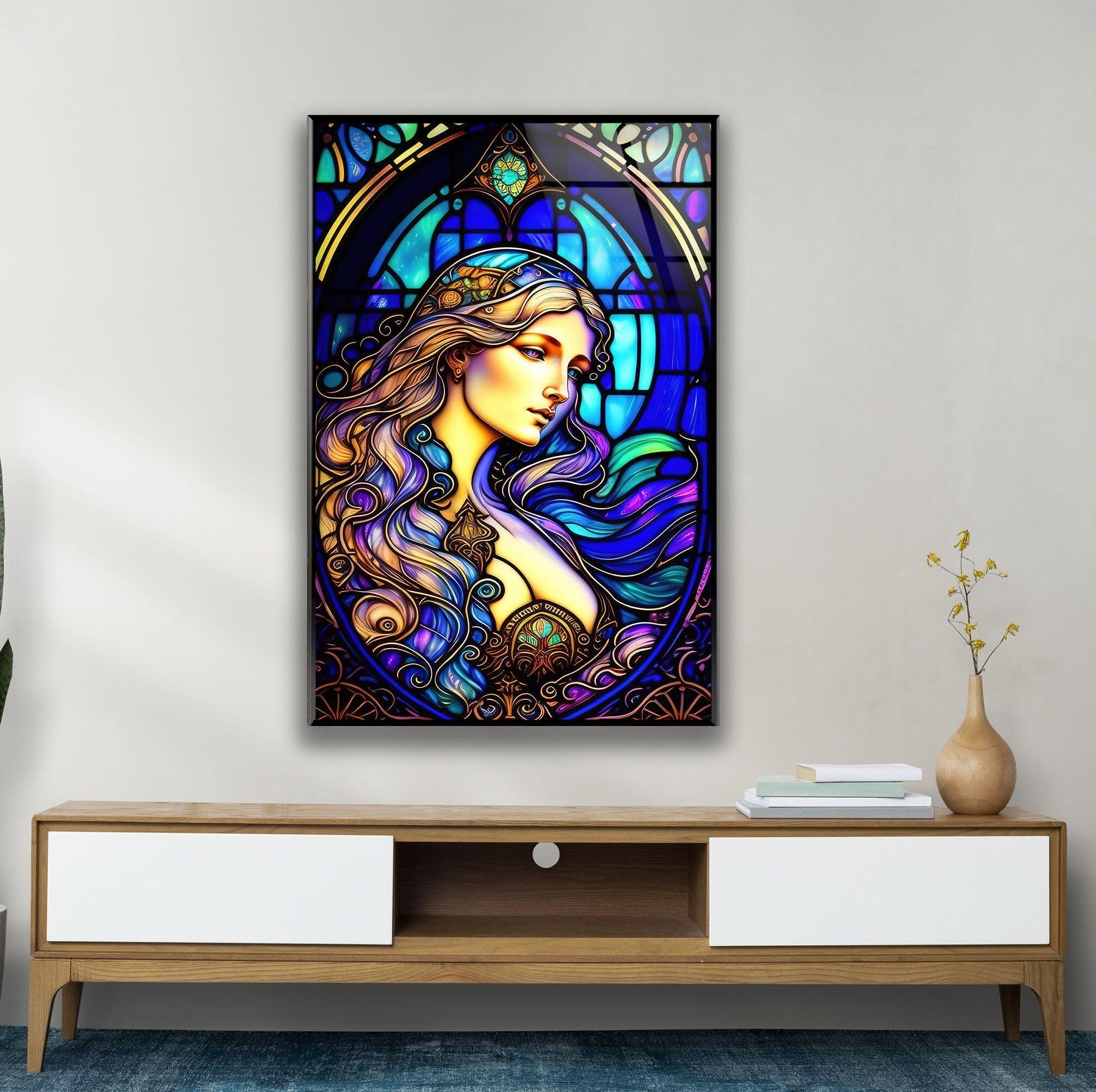 Aurora Princess Glass Wall Art - Elegant Handmade Decor for Living Room, Bedroom & Office - Perfect Gift for Home & Wedding