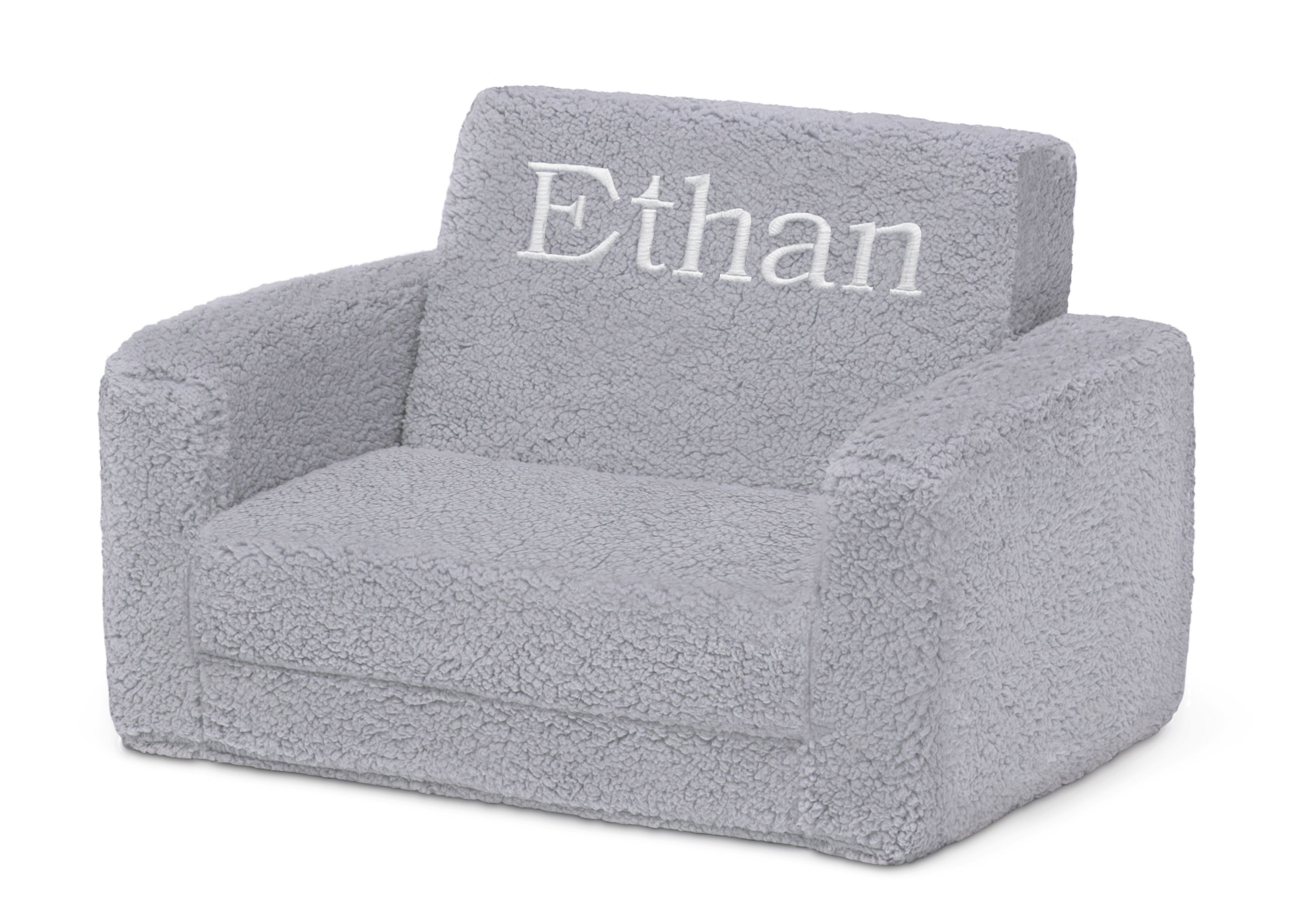 Personalized Cozee Flip Out Sherpa 2-in-1 Convertible Chair to Lounger for Kids - Soft Plush Kids Furniture for Bedroom, Playroom & Reading Nook