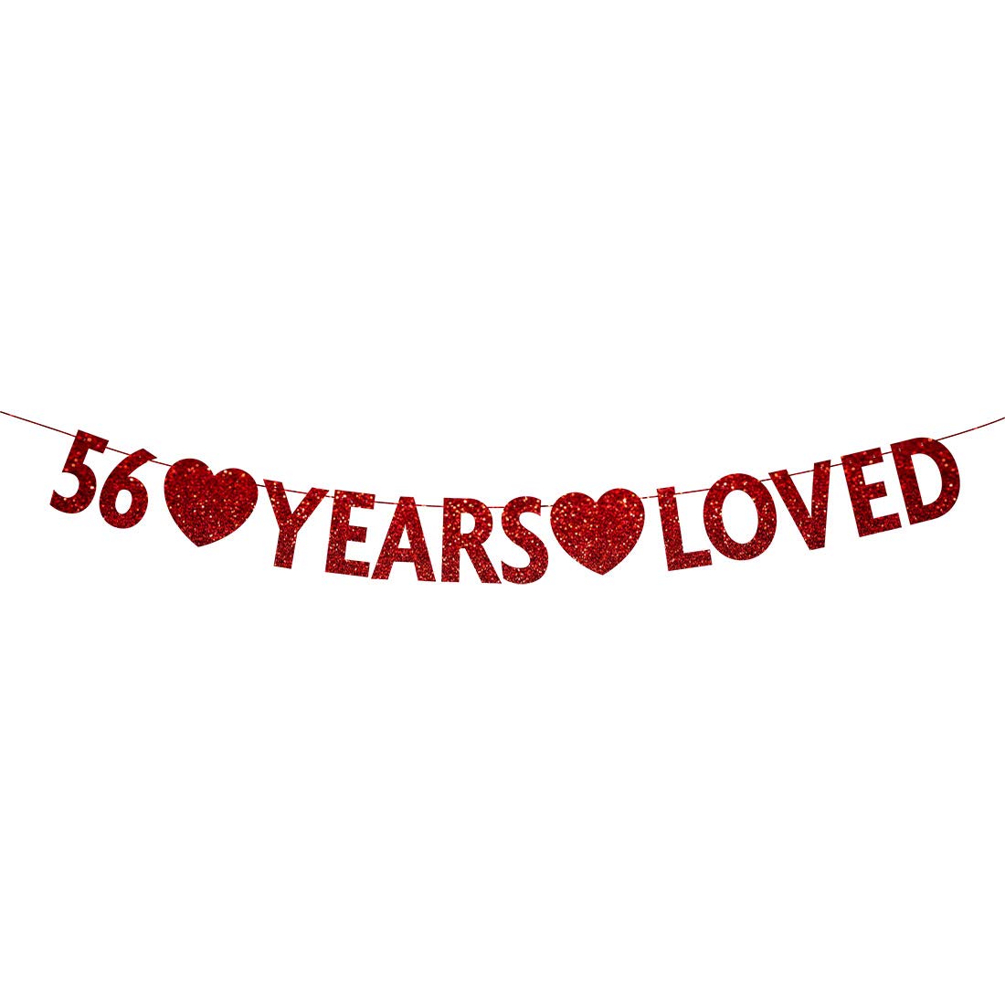 Red Glitter Happy 56th Birthday Banner - Premium Party Decorations & Supplies for Anniversary Celebrations, Home Decor, and Festive Events