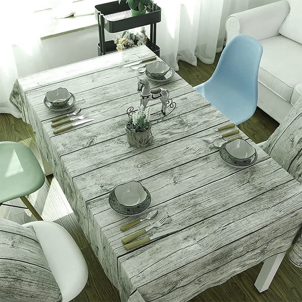 Vintage Retro Wood Grain Printed Cotton Tablecloth - 35.4x35.4 Inch Washable Dining Table Cover for Kitchen, Restaurant, Coffee Table, Party & Hotel Decor - Perfect for Farmhouse, Rustic & Boho Home Decor