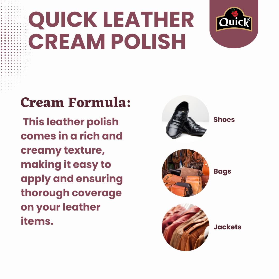 Premium Neutral Quick Leather Cream Polish - 2 x 50g Pack | Nourishing & Protective Leather Care for Shoes, Bags, Jackets & Furniture | Easy Application for Home, Office & Travel Use
