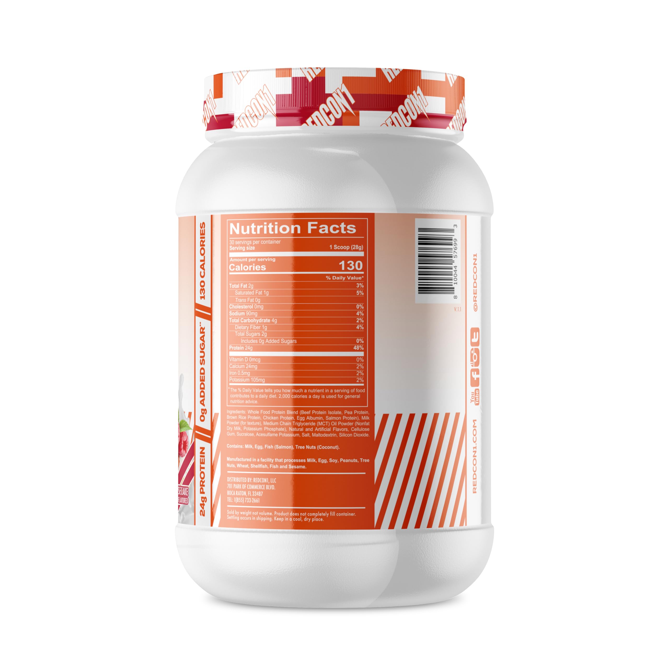 REDCON1 MRE Lite Whole Food Protein Powder for Kids - Raspberry Swirl Cheesecake Flavor | Low Carb Whey-Free Meal Replacement with Animal Protein Blend | Easy to Digest with MCT Oil | 30 Servings | Perfect for School Lunches, Sports Recovery & Healthy Snacks
