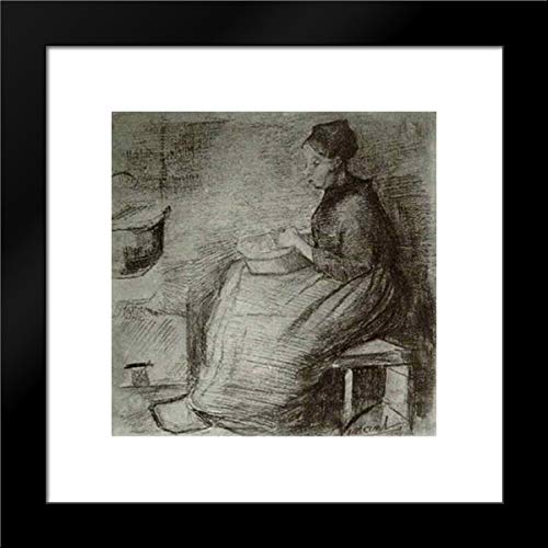 Vincent van Gogh 'Woman Sitting by the Fire Peeling Potatoes' 20x20 Framed Art Print - Perfect for Home Decor, Living Room Wall Art & Vintage Kitchen Decor