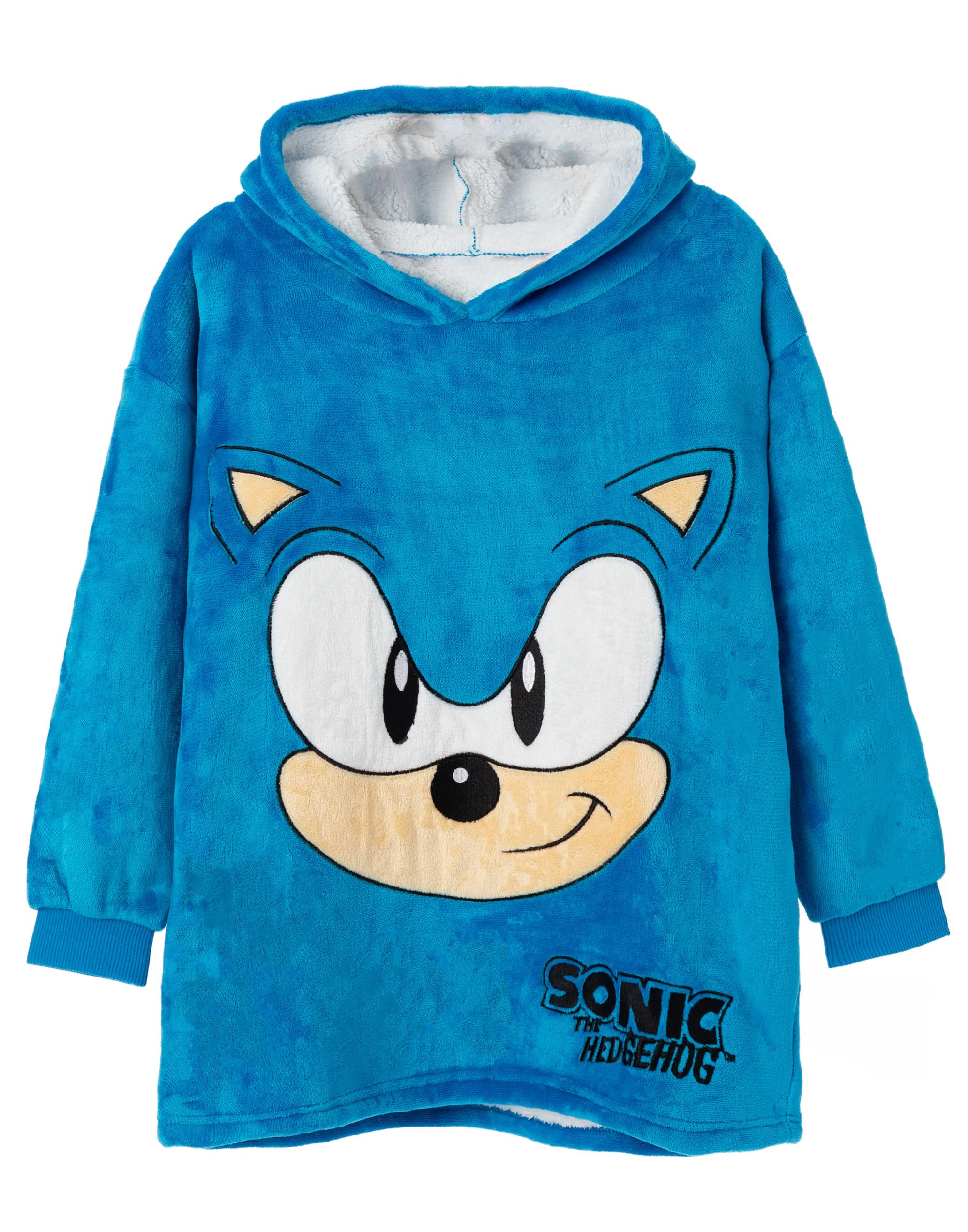 Sonic the Hedgehog Boys Wearable Blanket Hoodie - Kids Oversized Fleece Gaming Hoodie | One Size Loungewear Sweatshirt | Sleepwear & Gift for Children | Perfect for Gaming, Lounging & Sleepovers