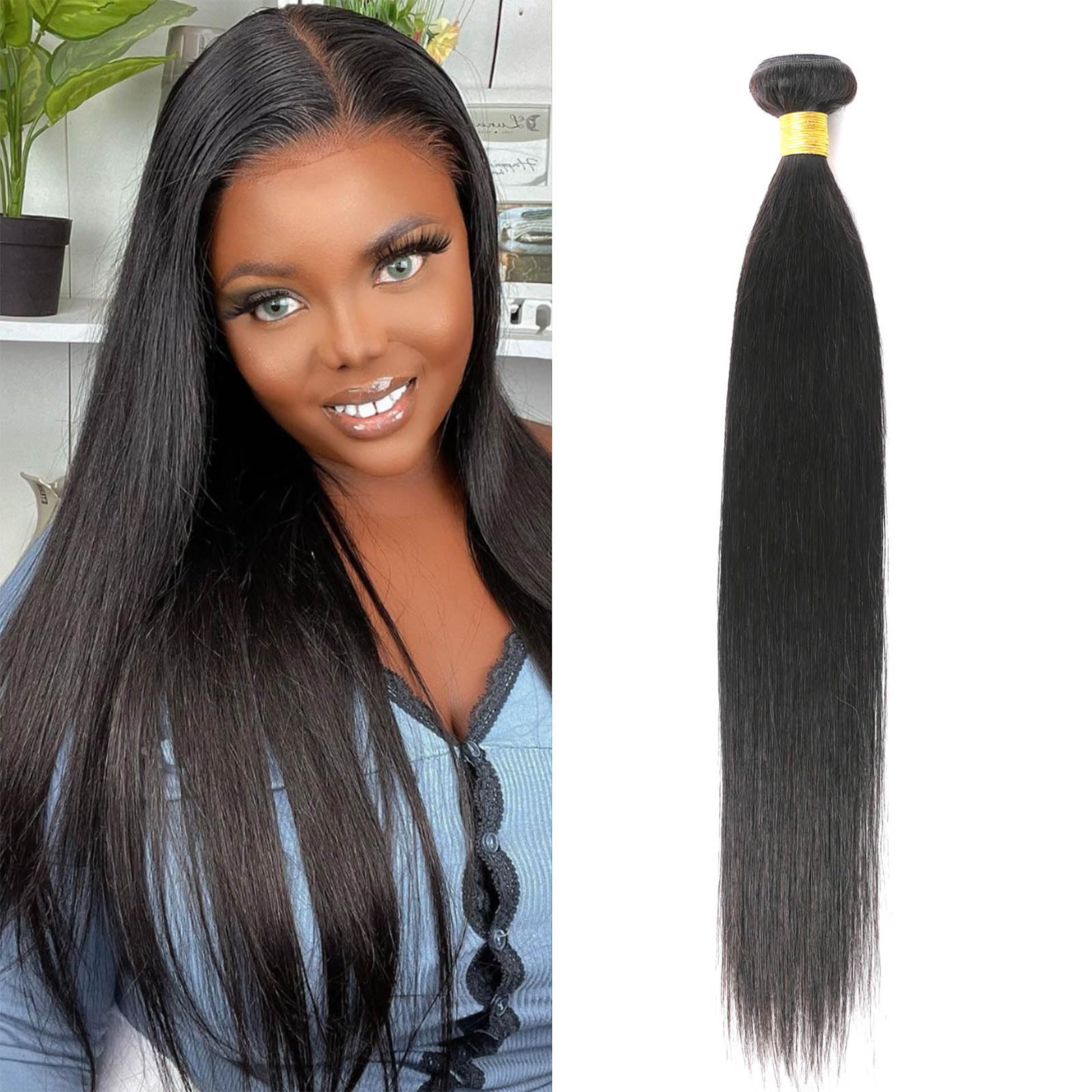 10 Inch Brazilian Virgin Human Hair Bundles - 100% Unprocessed Remy Straight Weave Extensions - Natural Black Color for Stunning Hair Transformations & Everyday Glamour