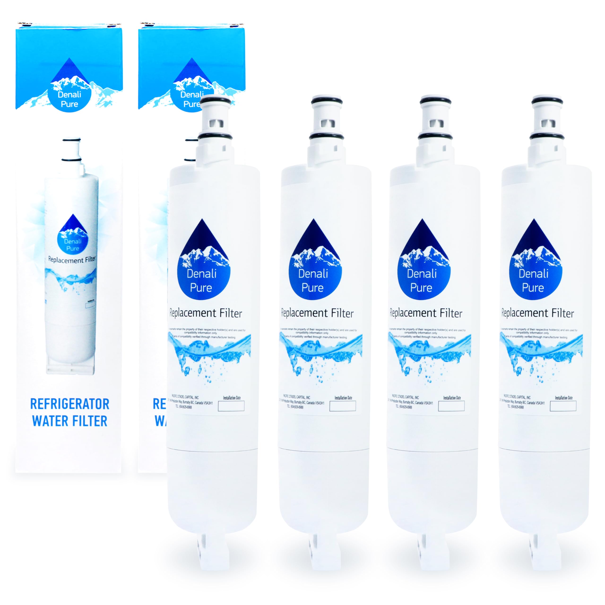 4-Pack Kenmore Refrigerator Water Filter Replacement - Compatible with Sears/Kenmore 46-9010, 46-9902, 46-9908 Models - Pure Drinking Water for Home & Office Use