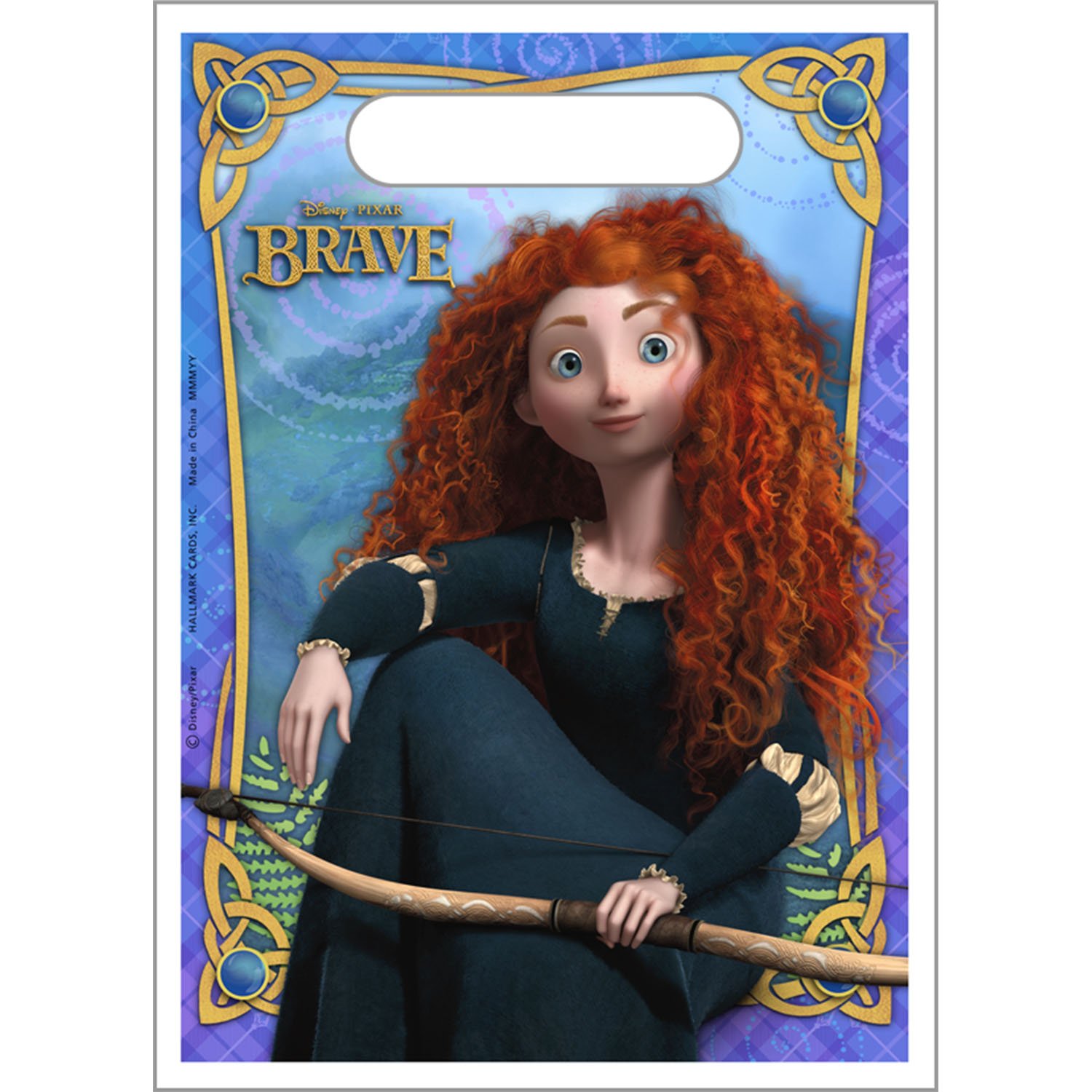 Hallmark Disney Brave Merida Birthday Party Treat Bags - 8 Pack Red & Green Loot Bags for Kids Birthday Favors, Themed Parties & Goodie Bags