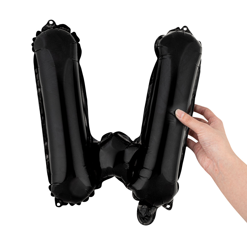 Black Mylar Letter W Balloon - 16 Inch Large Foil Balloon for Birthday Party Decorations, Baby Shower, Graduation & Wedding Celebrations (1 Count)
