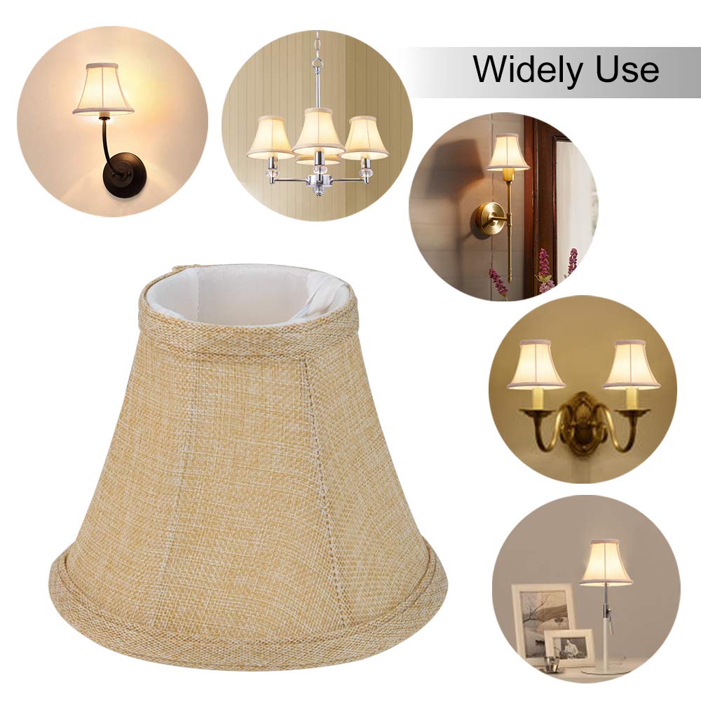 6-Pack Wellmet Small Clip-On Drum Lamp Shades for Candle Bulbs - 3x6x5 Inches - Perfect for Bedside, Desk & Decorative Lighting