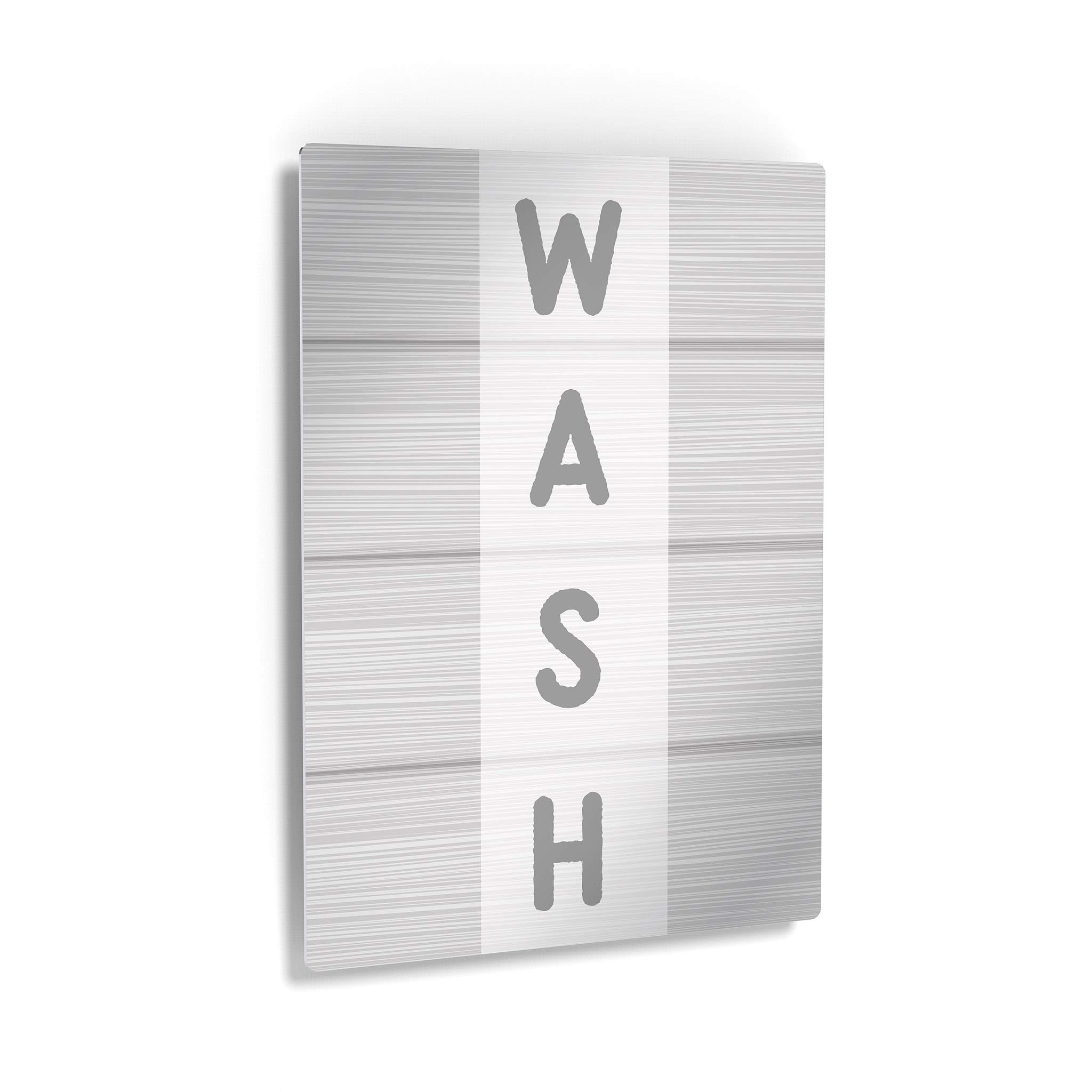 Funny Bathroom Sign Metal Print - Wash Grey Typography Wall Art for Home & Bathroom Decor - Ready to Hang (12x8)