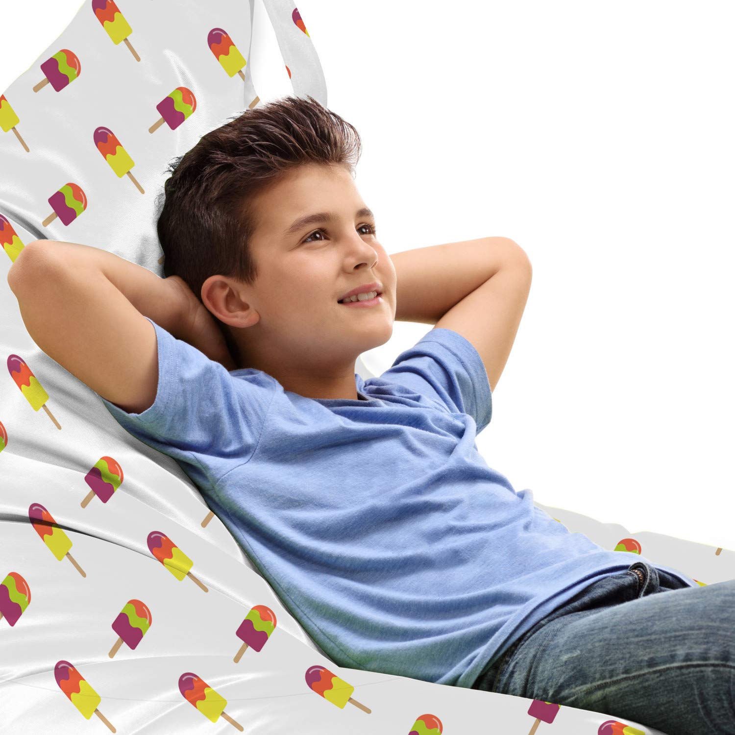 Ambesonne Ice Cream Lounger Chair Bag - Colorful Summer Snacks Pattern, High Capacity Storage with Handle, Multicolor Beach Chair Cover | Perfect for Poolside, Picnics & Outdoor Relaxation