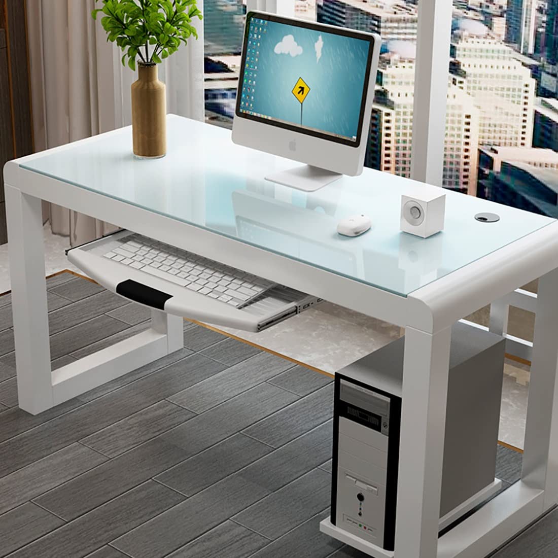 Ergonomic Under Desk Keyboard Tray - Adjustable Height Sliding Drawer Kit with Complete Mounting Hardware | Perfect for Home Office, Gaming Setup & Workspace Organization (Gray)