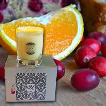 Premium CranOrange Scented Candle in 8 oz Glass Jar with Surprise Jewelry Inside (Value $10-$10,000) - Ring Size 9 - Perfect for Gifts, Home Decor & Romantic Surprises