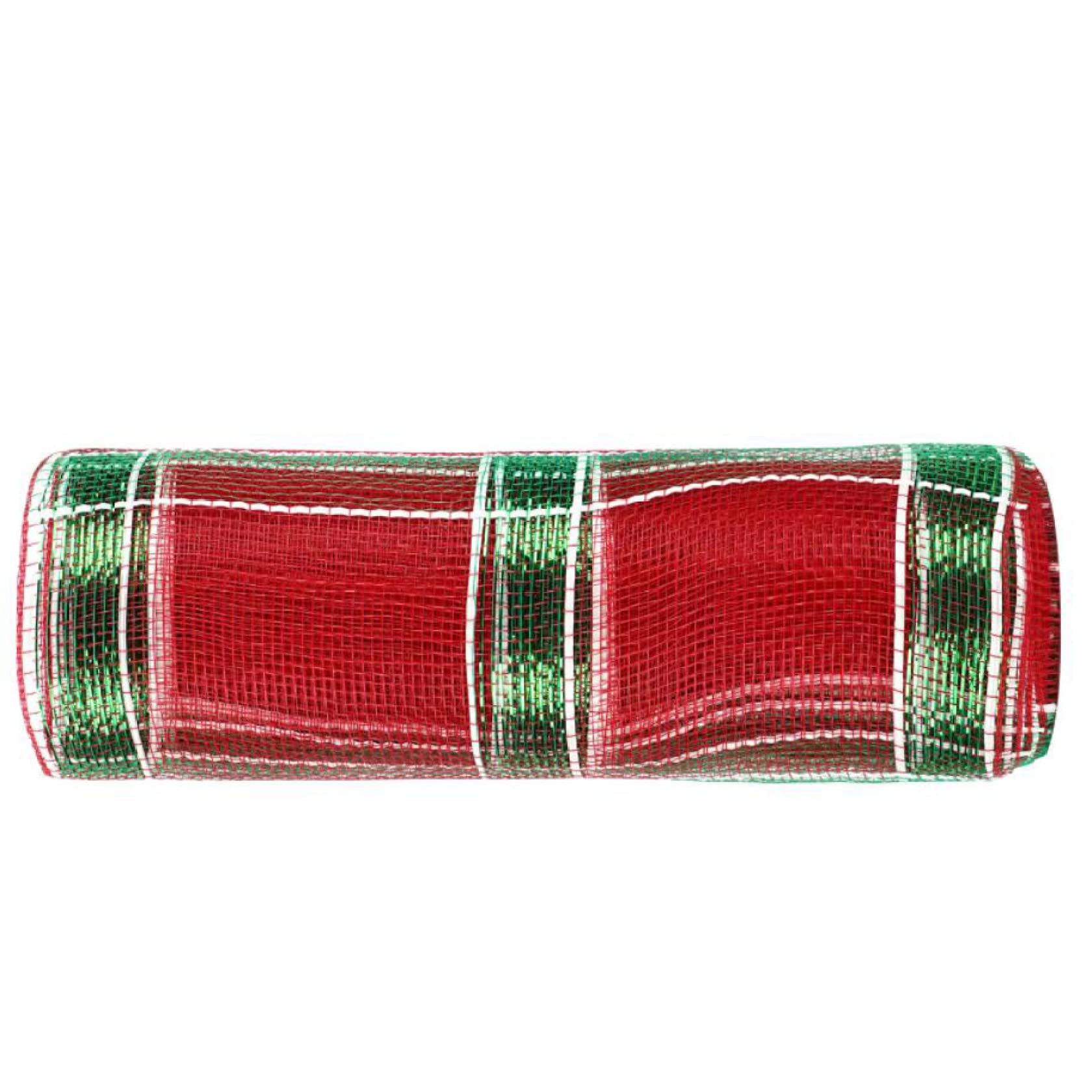 10 Yards 10.24 Inch Metallic Foil Mesh Ribbon for Christmas Wreaths, Swags, Bows, Gift Wrapping & Home Decor - Perfect for Holiday Crafts, Party Decorations and DIY Projects