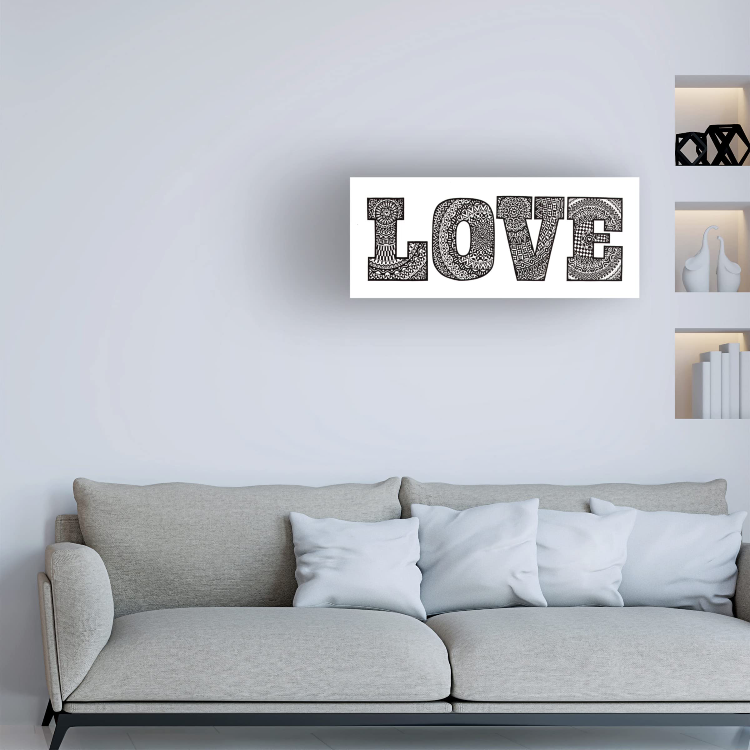 Trademark Fine Art 'Love' Canvas Wall Art by Siobhan - 10x24 Inches Romantic Home Decor for Living Room, Bedroom & Office
