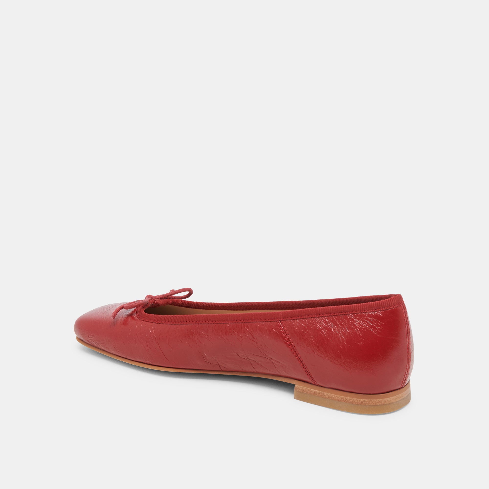 ANISA Women's Ballet Flats - Red Crinkle Patent Leather Comfortable Slip-On Shoes for Work, Casual & Travel