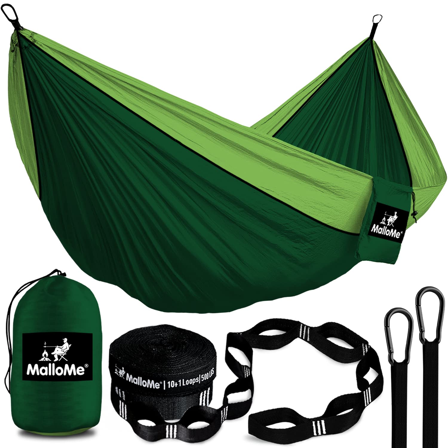 **MalloMe Portable Camping Hammock for Adults & Kids - Heavy Duty 2 Person Outdoor Hammock with Tree Straps - Lightweight & Compact for Backpacking, Hiking, Beach, Travel (Single & Double Size)**    **Usage Scenarios:** Perfect for camping, backyard relaxation, beach trips, hiking breaks, and outdoor adventures.