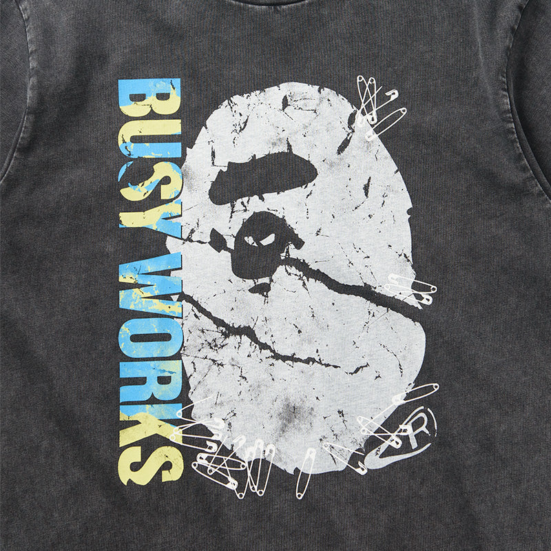 BAPE Garment Dye T-Shirt for Men - Premium Black Cotton Streetwear Tee - Perfect for Casual Wear, Street Style & Urban Fashion