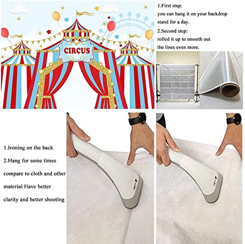 7x5ft Red Circus Photography Backdrop - Carnival Carousel Big Top Tent Background for Baby Shower, Kids Birthday Party, Dessert Table & Photobooth Props | Perfect for Themed Events, Candy Buffets and Cake Decorations