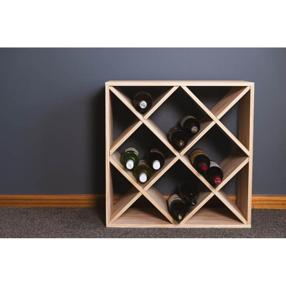 Florence 12-Section Pine Wood Wine Rack - Sturdy Storage for Wine Bottles, Perfect for Home Bar, Kitchen, or Cellar Organization